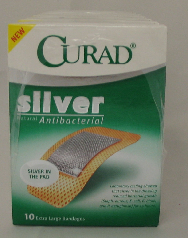 240 Curad Xlarge Silver Antibacterial Bandages $0 Ship