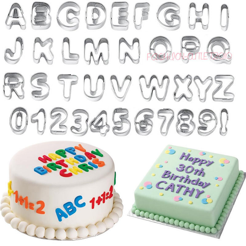 Alphabet & Number Fondant Icing Cutter Set 37 Piece Cake ...