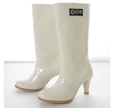 OLLIE Tall High Heel Rubber RAIN BOOTS Women Sz 5 6 7 8