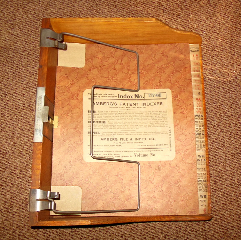 RARE Amberg's Patent Wood Letter File TAMBOUR Roll Shutter Door