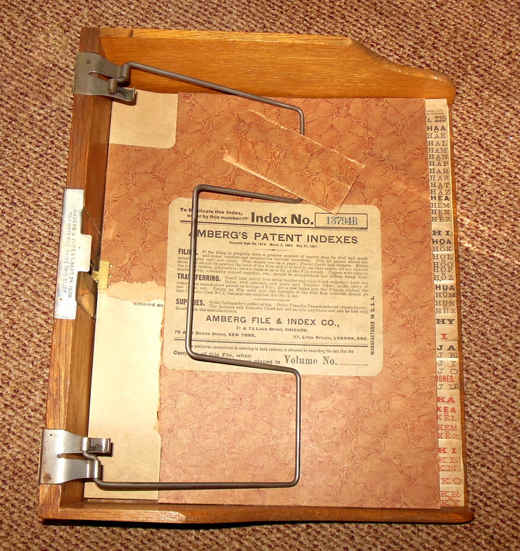 RARE Amberg's Patent Wood Letter File TAMBOUR Roll Shutter Door