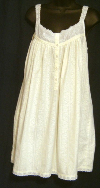 Eileen West Yellow Lawn Cotton Nightgown  Medium