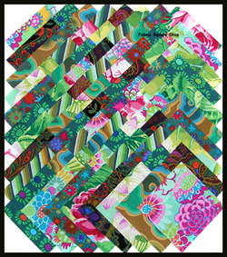 80 4" KAFFE FASSETT GREENS Fabric Squares Quilt Kit