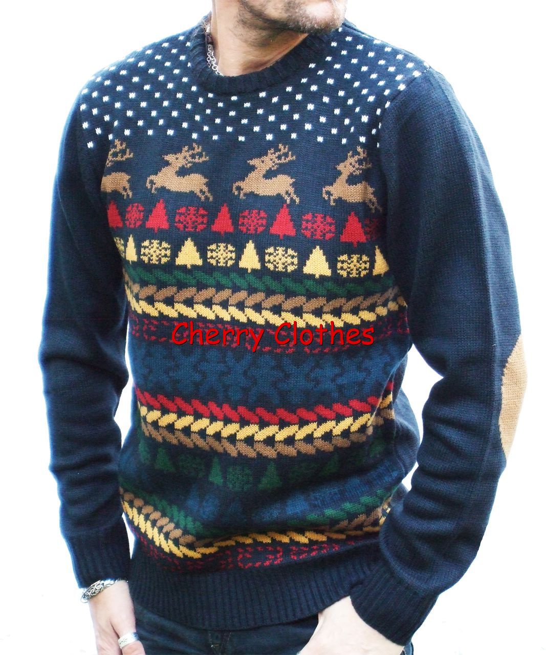 MENS CHRISTMAS JUMPER SWEATER PULLOVER TOP FAIR ISLE NORDIC SMALL S