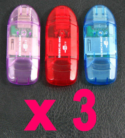 Lot 3  USB 1gb 2gb 4gb CARD READER mini micro SD TF MMC