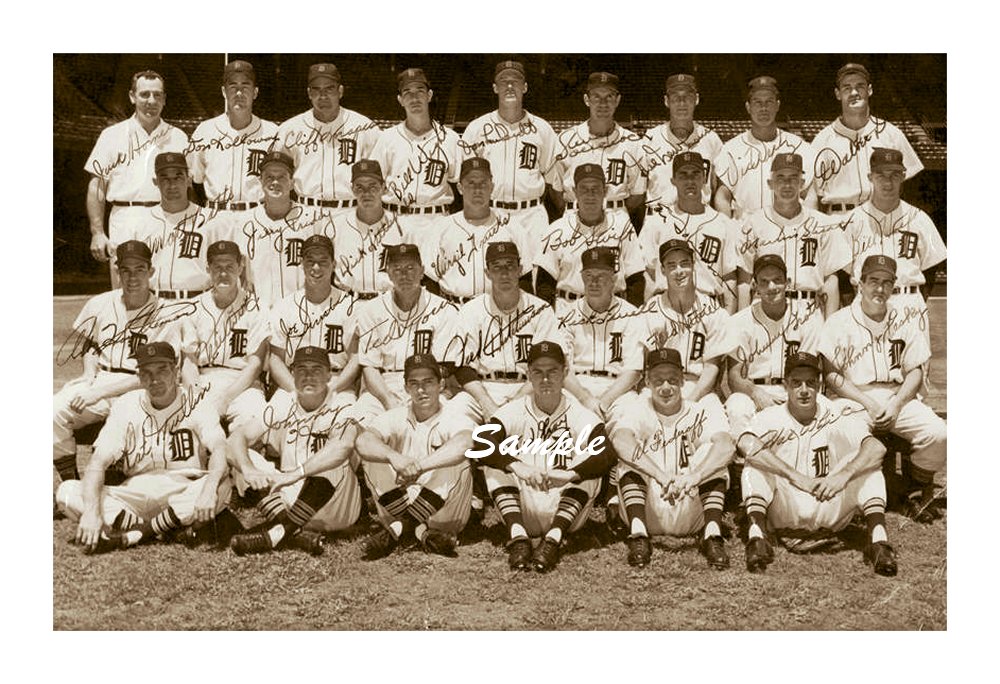 1952 DETROIT TIGERS TEAM  Rare SIGNED  Large REPRINT