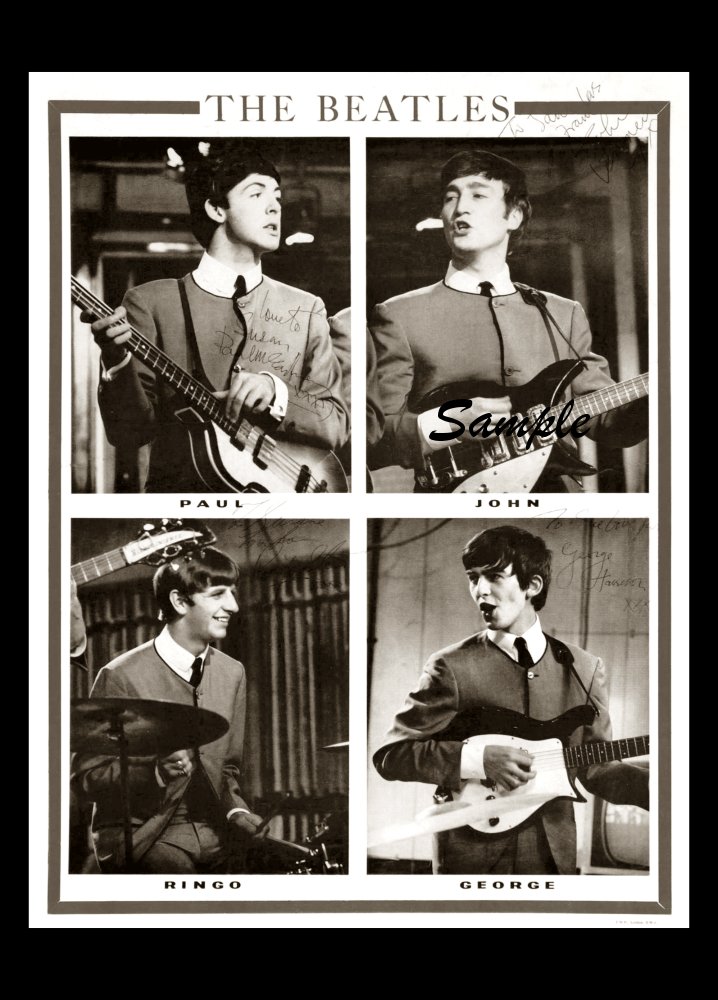 PHOTO SIGNED BY ALL 4 BEATLES !  1965 POSTER Preprint