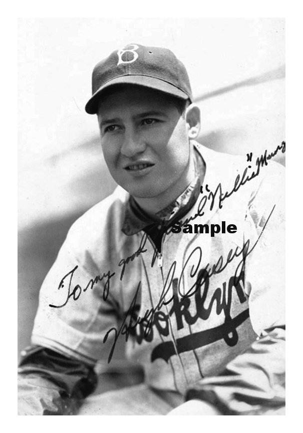 DODGERS HUGH CASEY SIGNED FINE ART reprint