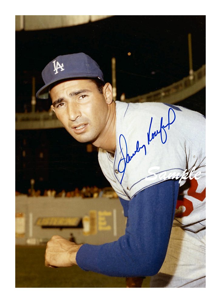 SANDY KOUFAX SIGNED LARGE COLOR PHOTO REPRINT