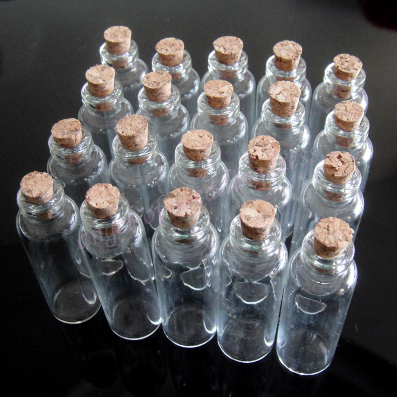 New Wholesale Lot 20 Pcs 16x50mm Tiny Small Clear Cork Glass Bottles