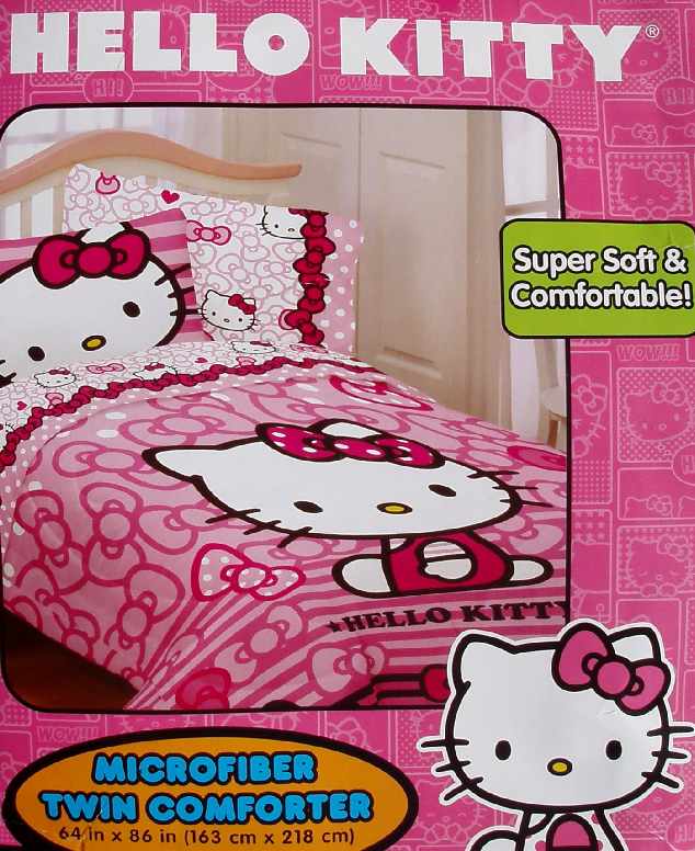 HELLO KITTY BOW TIES PINK TWIN COMFORTER SHEETS 4PC