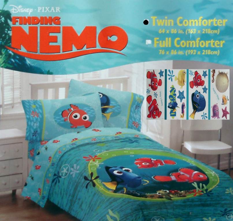 ,FINDING NEMO TWIN COMFORTER SHEETS BEDDING STCKERS NEW