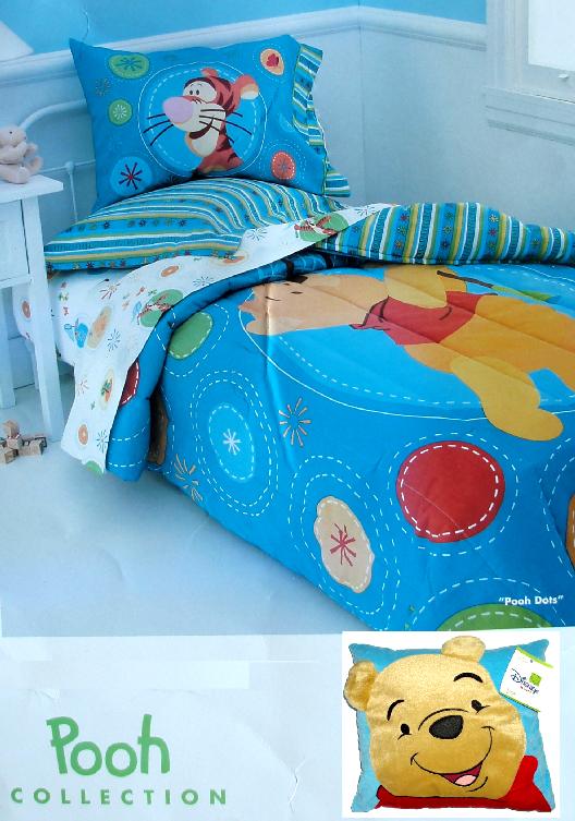 .WINNIE THE POOH DOTS TWIN COMFORTER AND PILLOW NEW