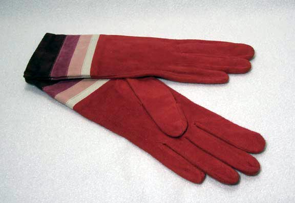 COACH RED MULTI STRIPE SUEDE GLOVES**SIZE  7 1/2**WOW!!