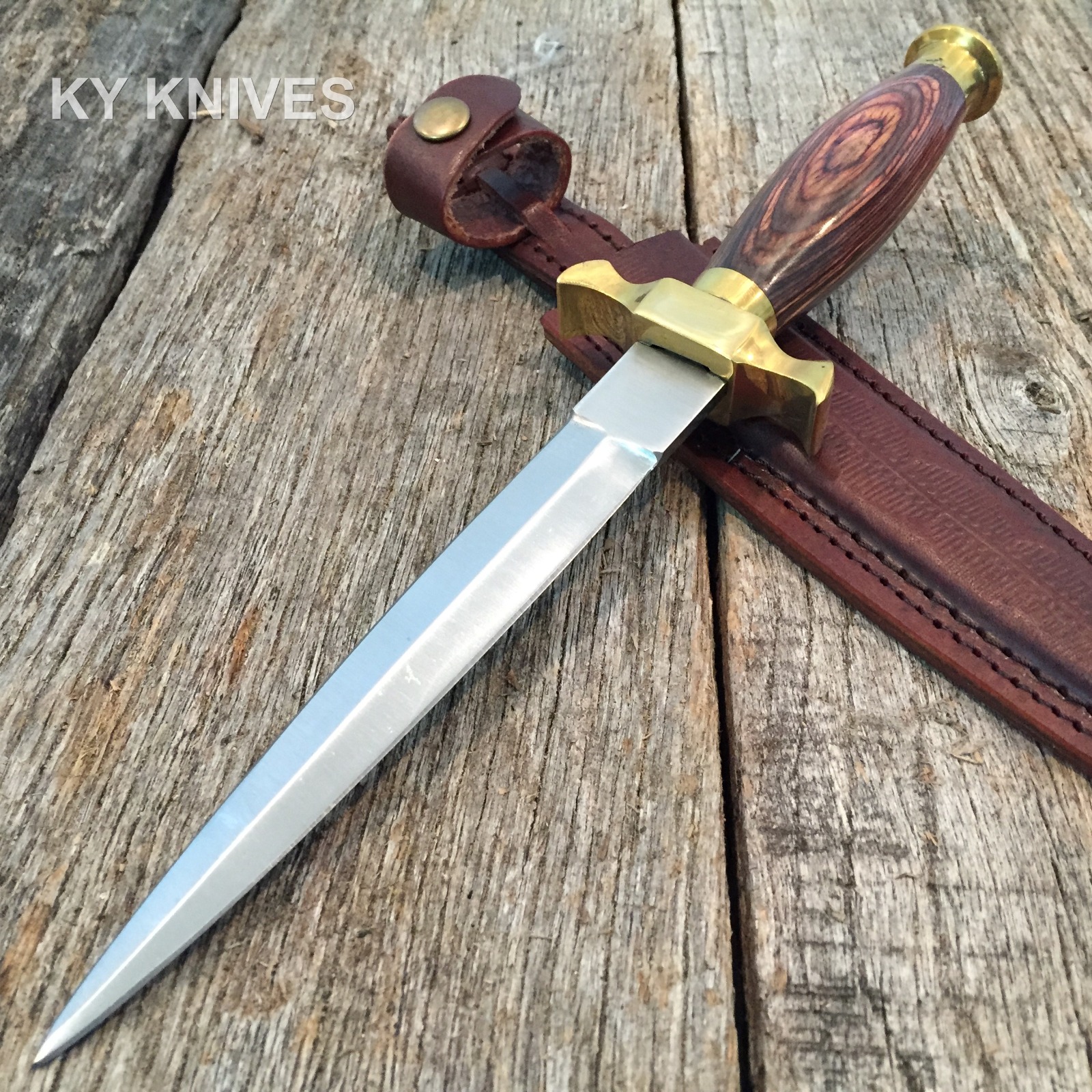 10.5" Wood Brass Medieval Renaissance Fantasy Dagger Sword hunting