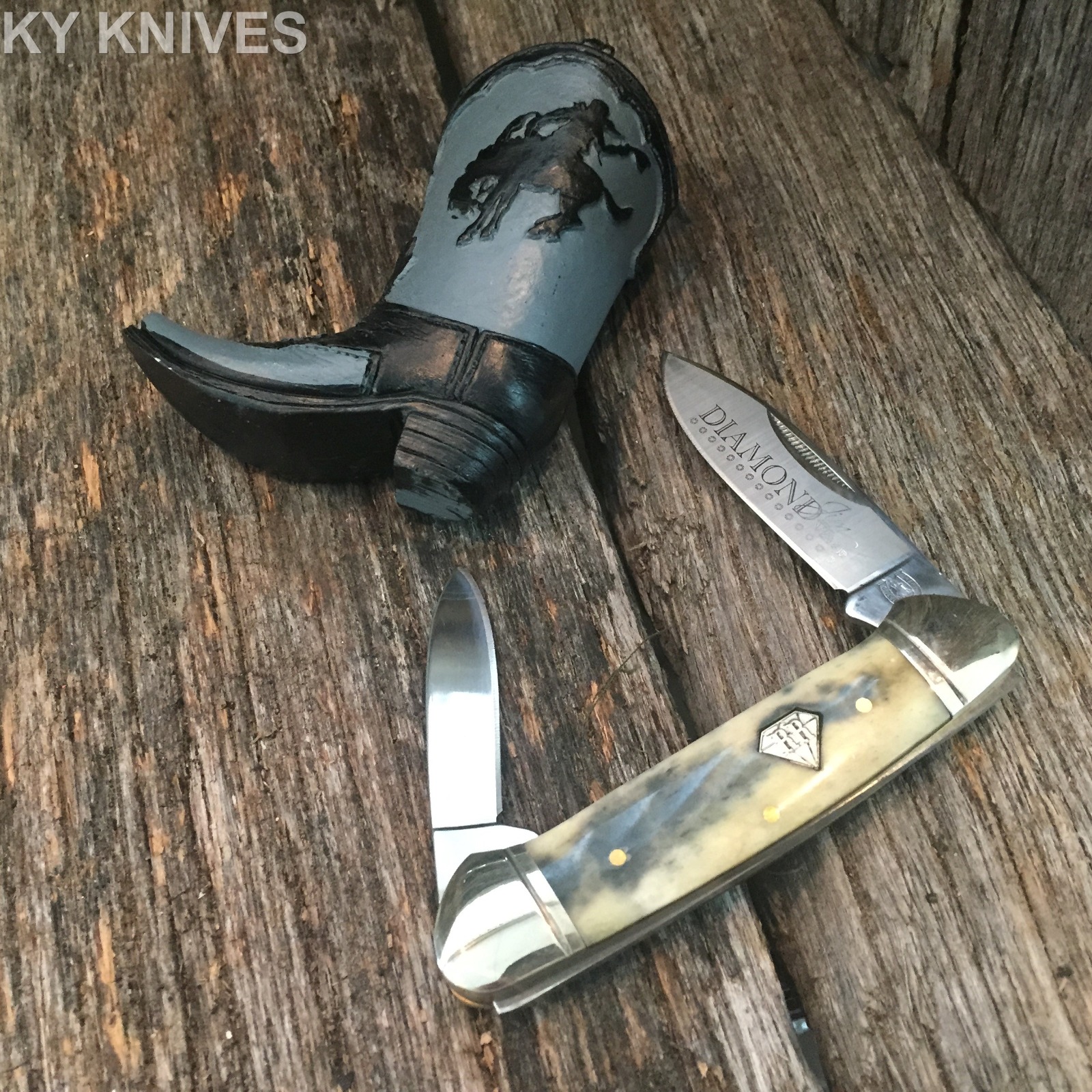 ROUGH RIDER Diamond Jim Series CANOE POCKET 2 Blade Folding Knife
