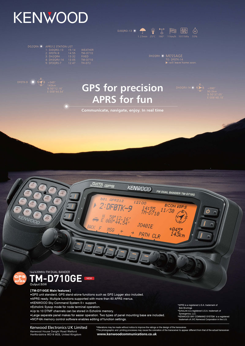 KENWOOD TM-D710GE, Built-in GPS and APRS TNC, Unlocked TX-RX range! TM ...