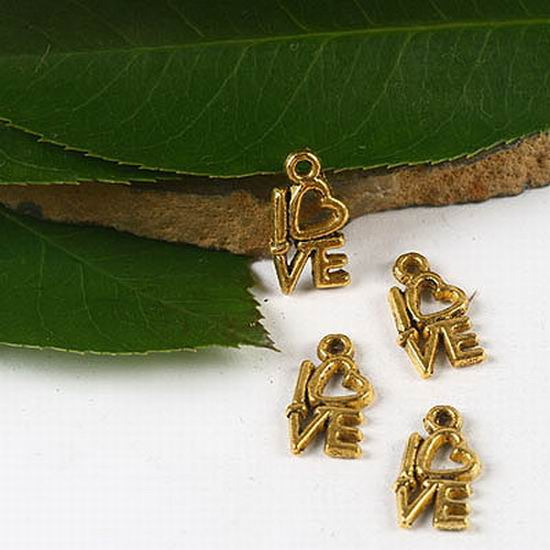 100pcs dark gold-tone word LOVE charms h2327