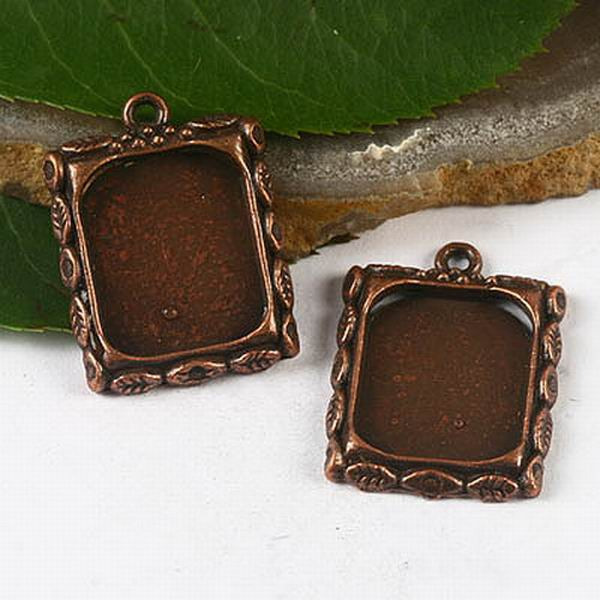15pcs  copper tone leaf picture frame charm h2831