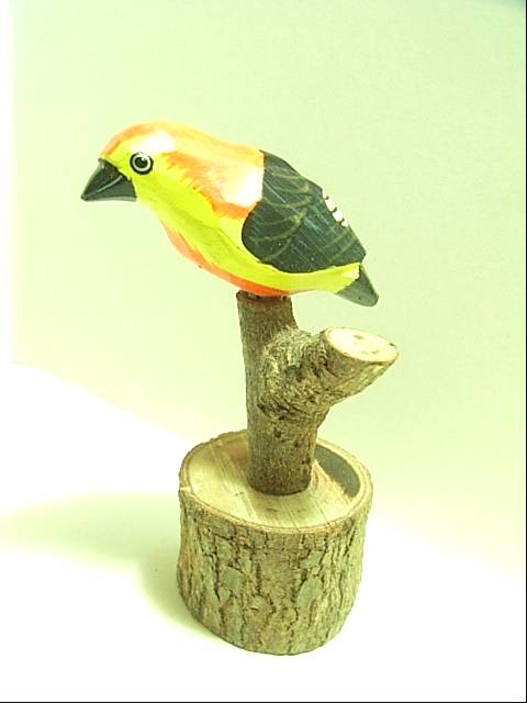 HL Wooden Colorful Painted Bird Tree Stump Home Decor
