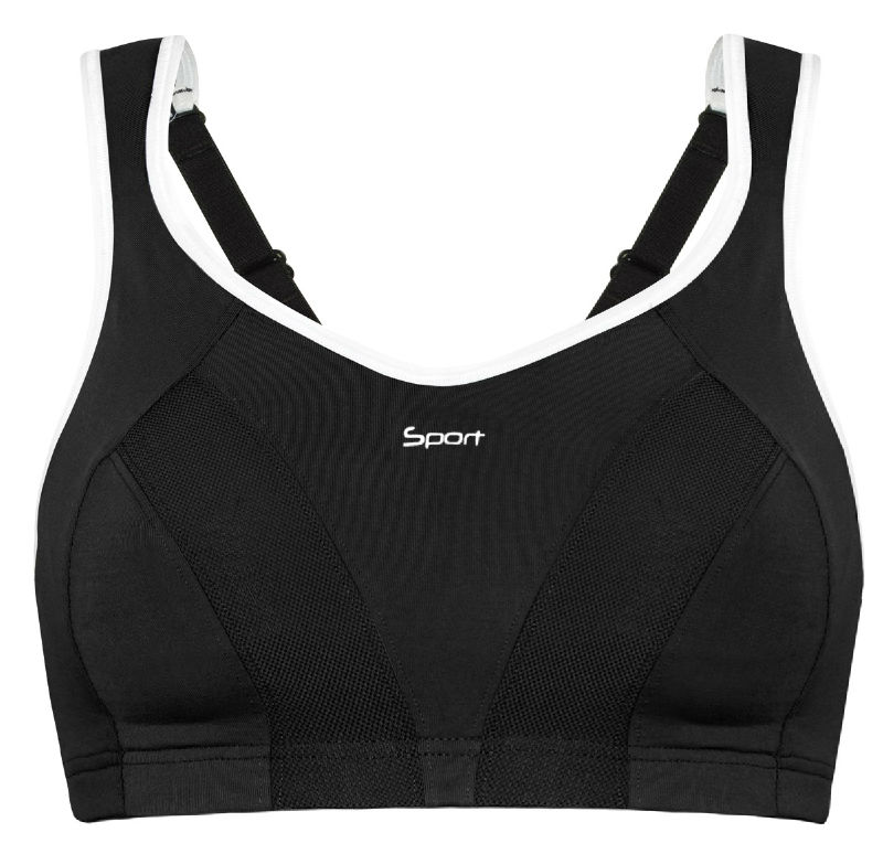 La Isla Racerback Full Figured Max Sports Bra Intimates Black White
