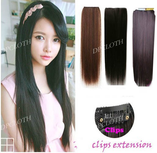 New Korean MM 5pcs Clip in Synthetic Hair Extensions Straight Hairpiece