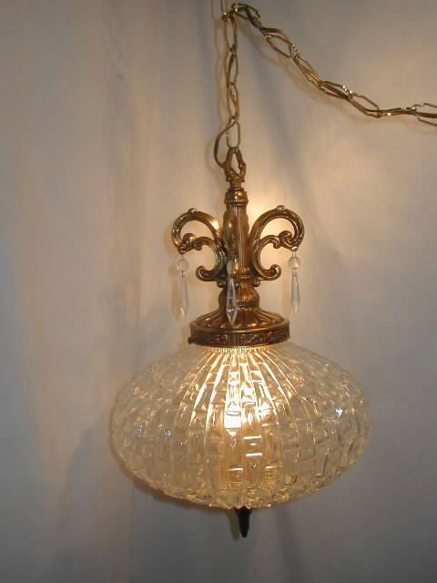 VTG 70s RETRO HOLLYWOOD REGENCY SWAG LAMP LIGHT FIXTURE