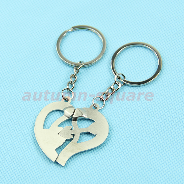 Love You Pendant Pair couple Lovers Keychain Keyring Key ...