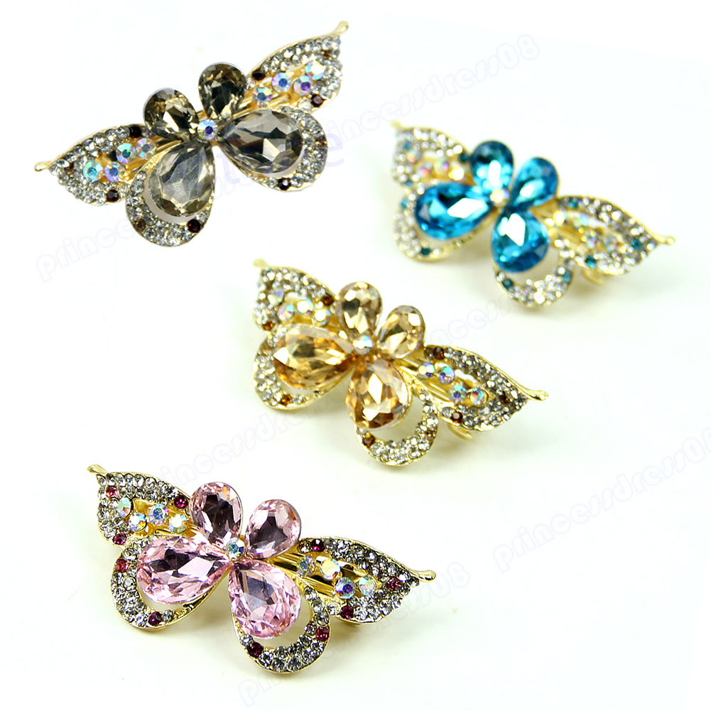 Fashion Women Lady Rhinestone Barrette Butterfly Hair Accessory New