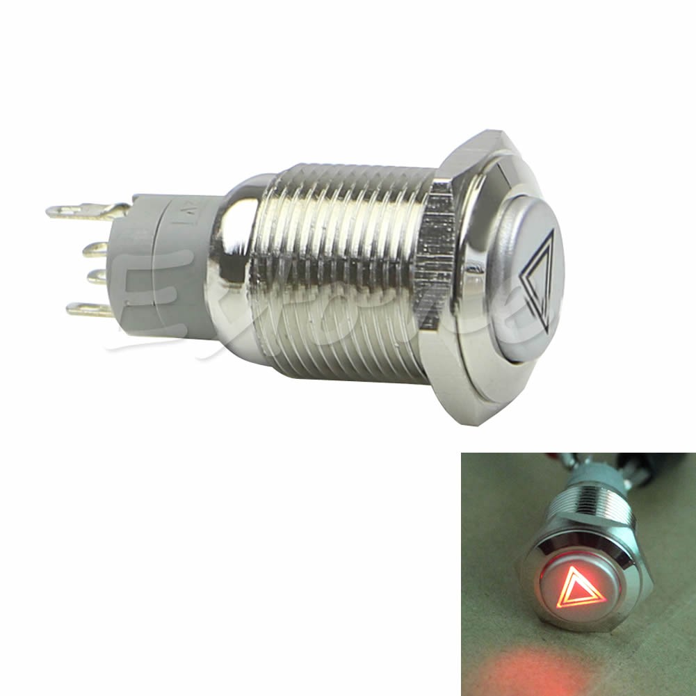 new 16mm car emergency hazard warning light switch push emergency light button