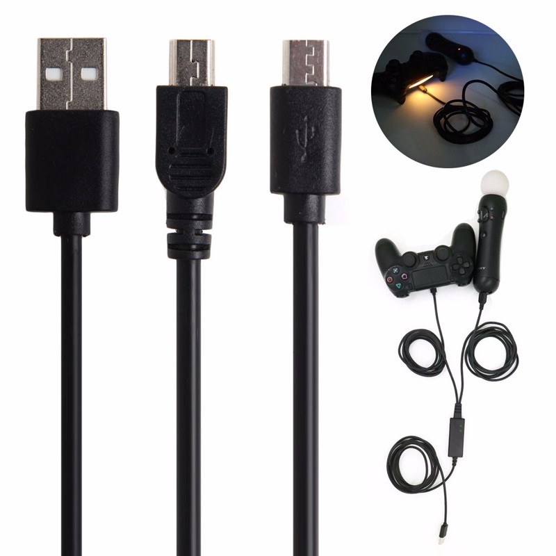 2 in 1 USB Power Charging Cable Fit For PS4/PS VR PlayStation 4