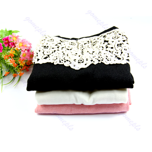 New Fashion Women Girls Round Neck Long Sleeve Back Lace Sweet Knitwear Sweater
