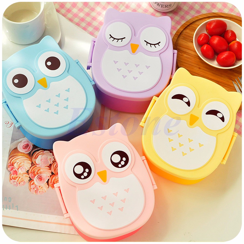 Cute Cartoon Owl Lunch Box Food Container Storage Box Portable Bento