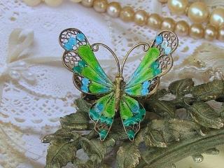 Antique Silver and Enamel Pin