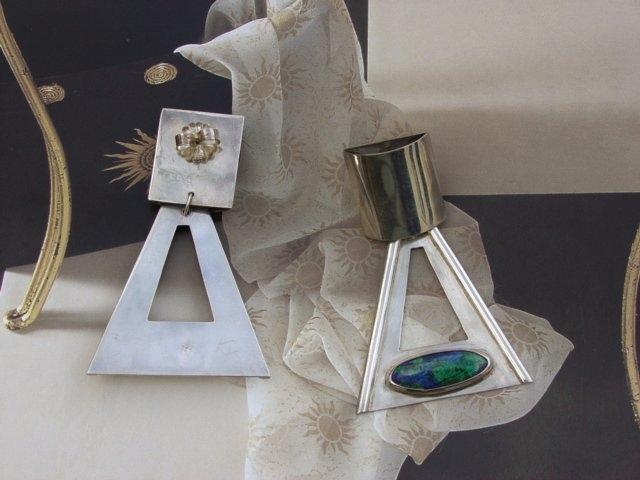 Signed Sterling Silver Geometric Earrings