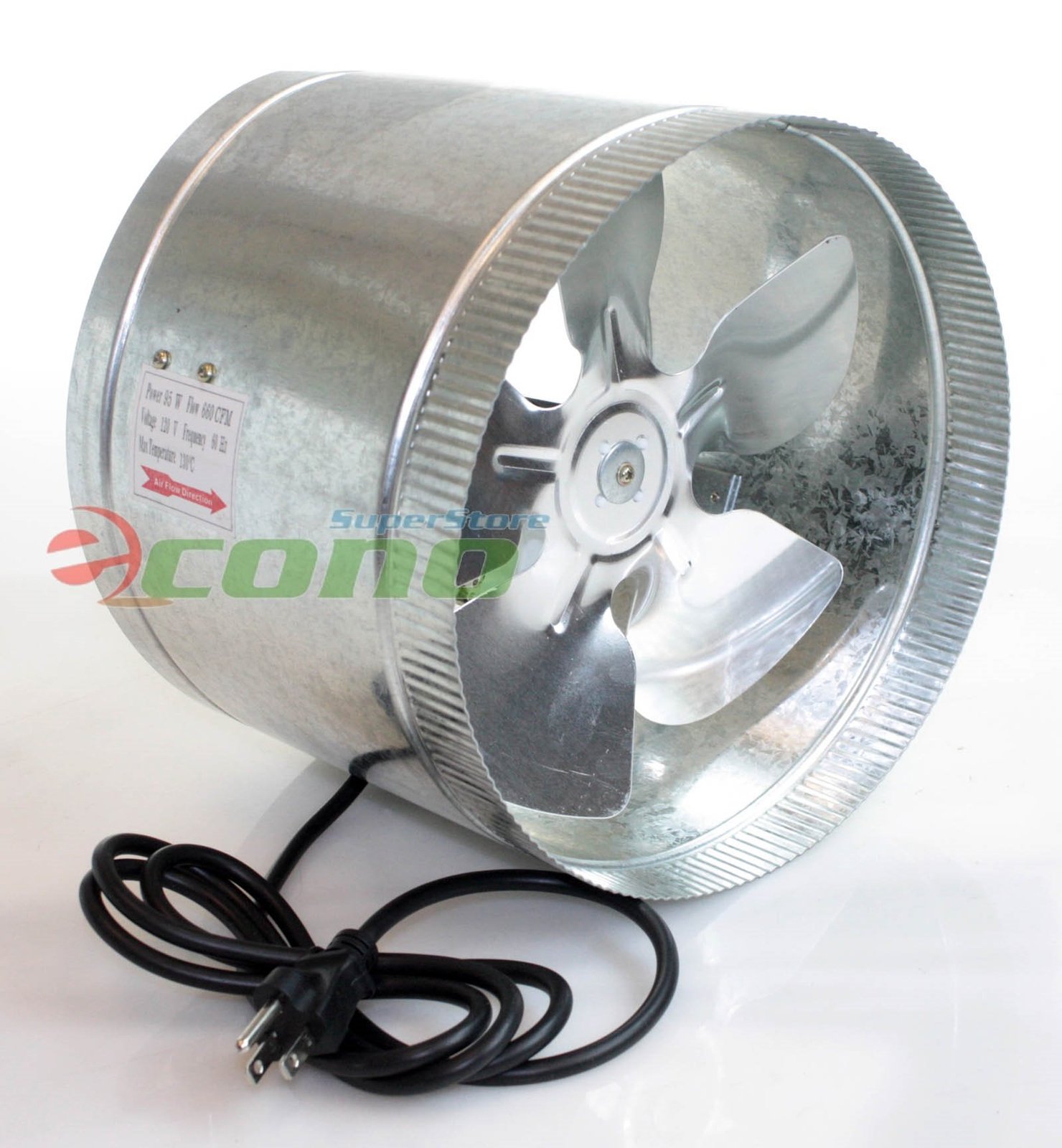 8" 10" Inch Duct Booster Fan Exhaust Vent Air Cooled Hydroponic Inline Blower eBay