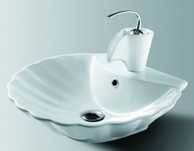Bathroom White Ceramic Vessel Sink & Porcelain Faucet Combo for Vanity ...
