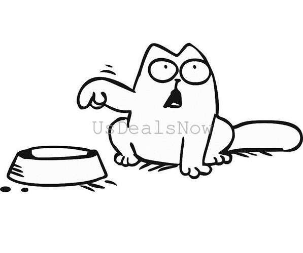 Simon's Cat and Food Bowl Vinyl Decal Car Window Laptop Stickers BLACK