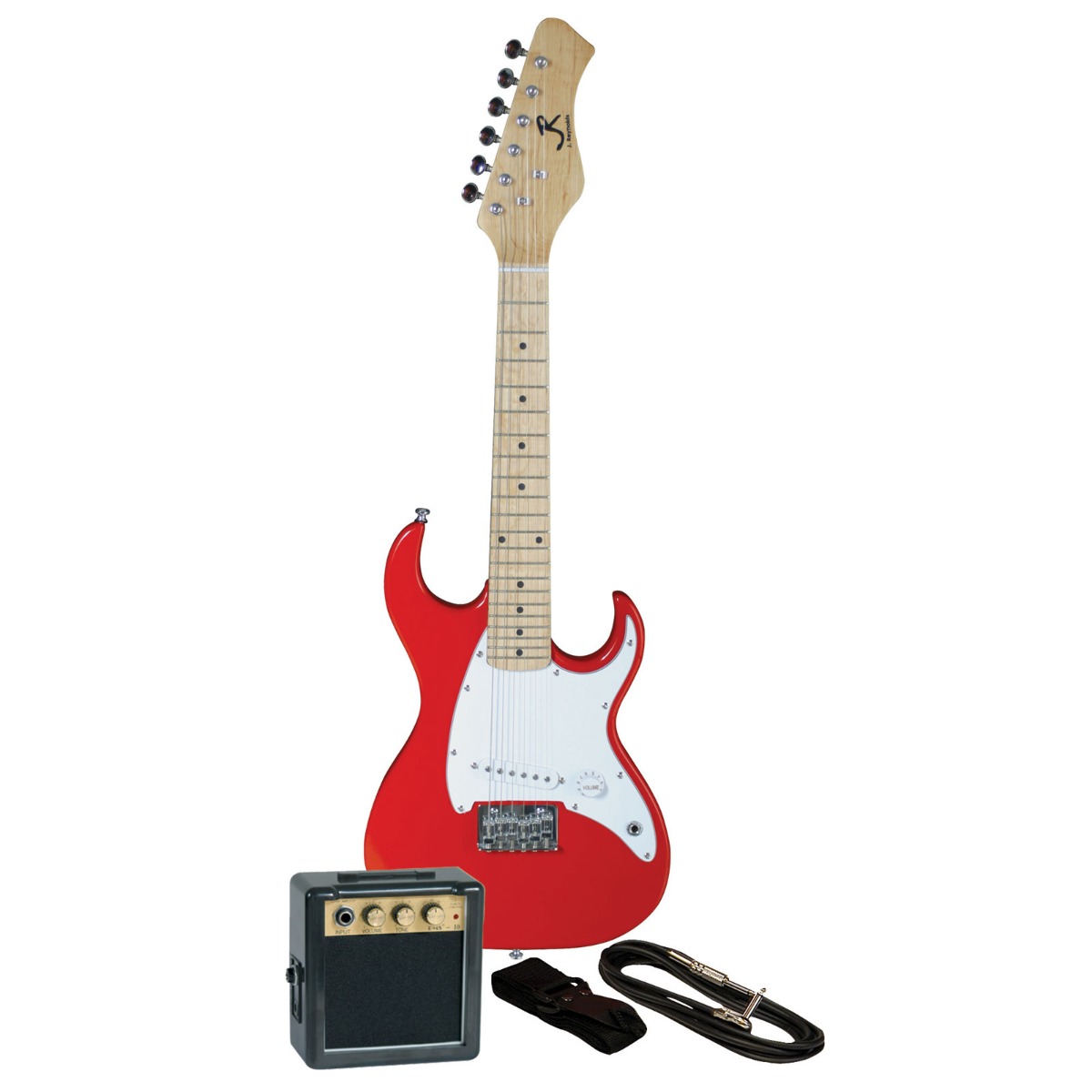 NEW J REYNOLDS KIDS 1/2 SIZE MINI ELECTRIC GUITAR STARTER PACK, RED