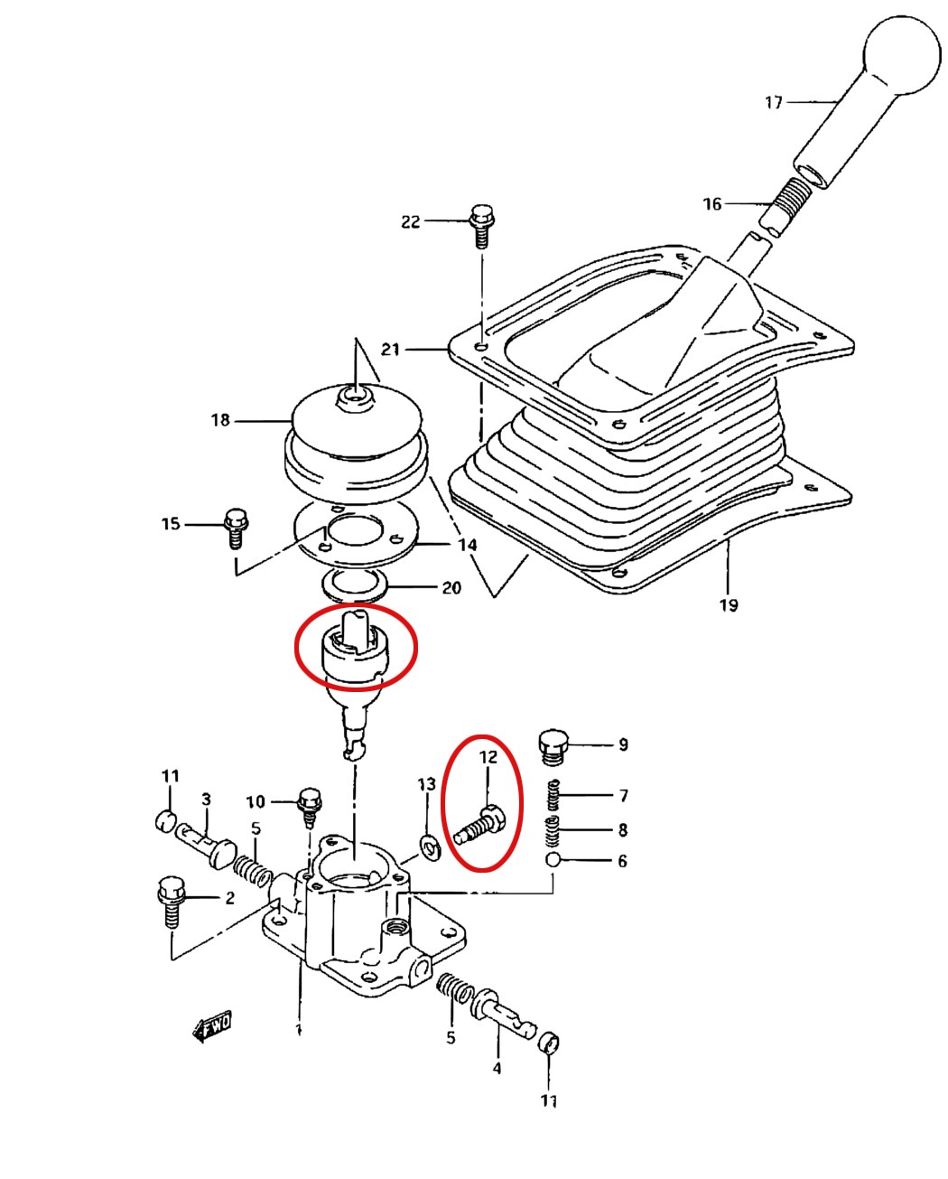 GEAR SHIFTER BOLT & LEVER BUSHING FOR SAMURAI 85-90 09135-08006 & 28117-82C00