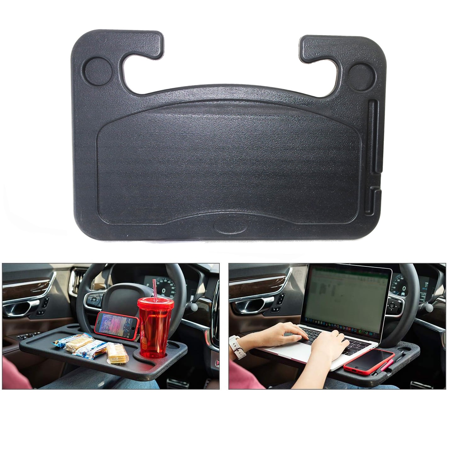 Car Steering Wheel Tray Desk Two Sided For Laptop Food Drink Work Table Holder