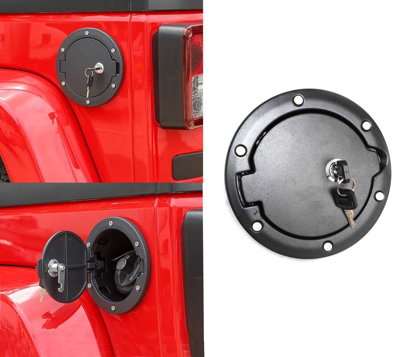 Locking Door Gas Cap Tank Fuel Filler Cover 2 Keys Fits Jeeps Wrangler TJ 97-06