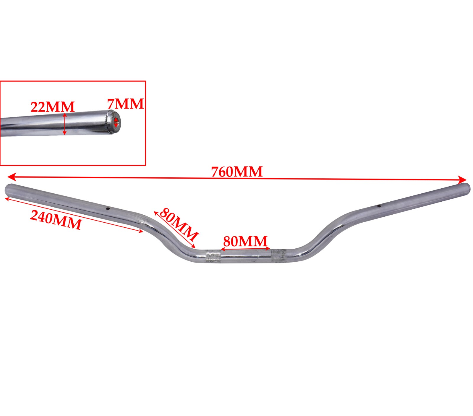 7/8" Handlebar Steel Chrome Plated Fits For Royal Enfield Meteor 350