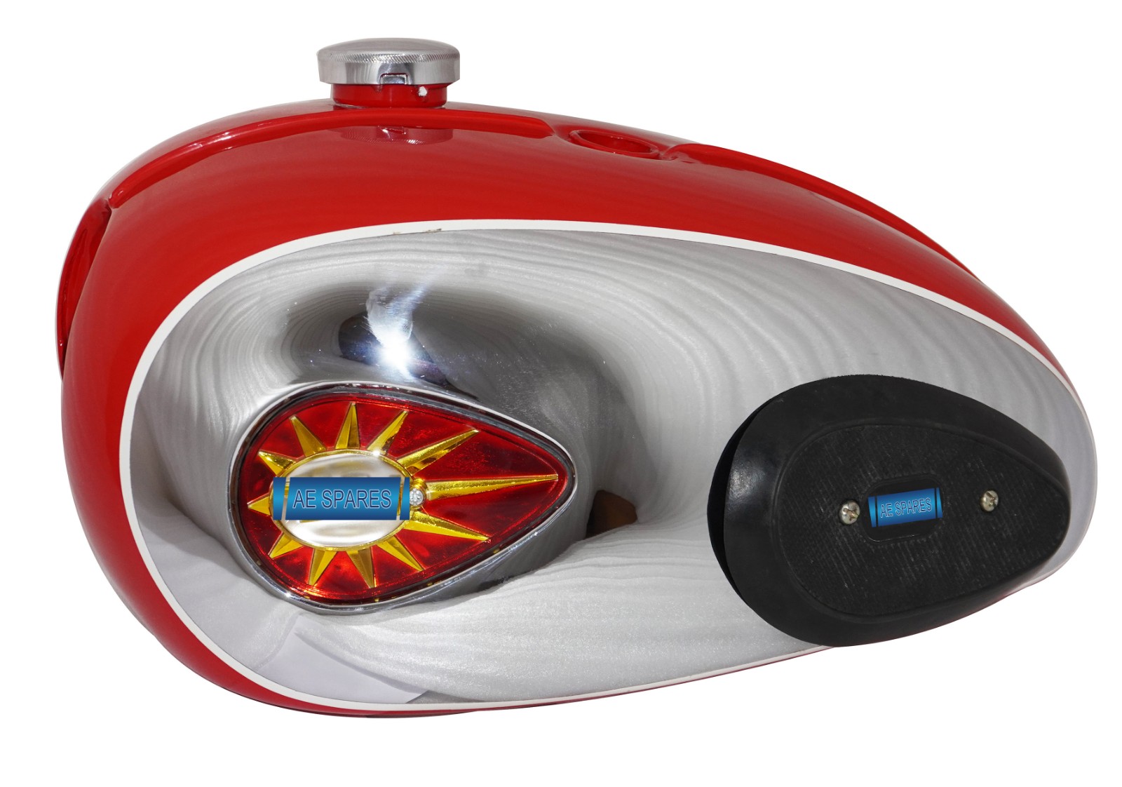 For BSA A65 Thunderbolt Lighting Red & Chrome Plated Fuel Gas Petrol Tank
