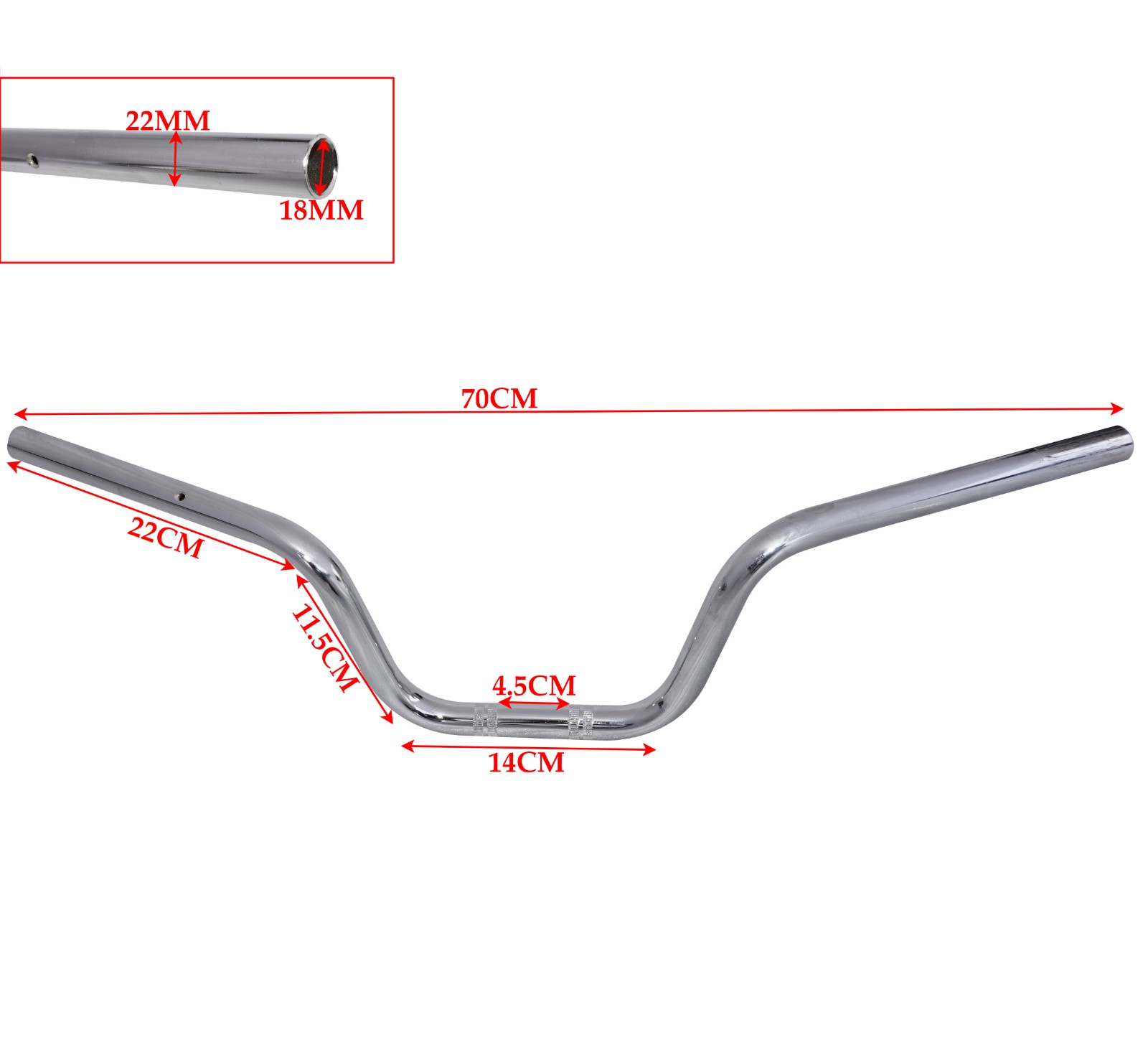 Handlebar 7/8"  Steel Chrome Plated For Hero Honda Universal