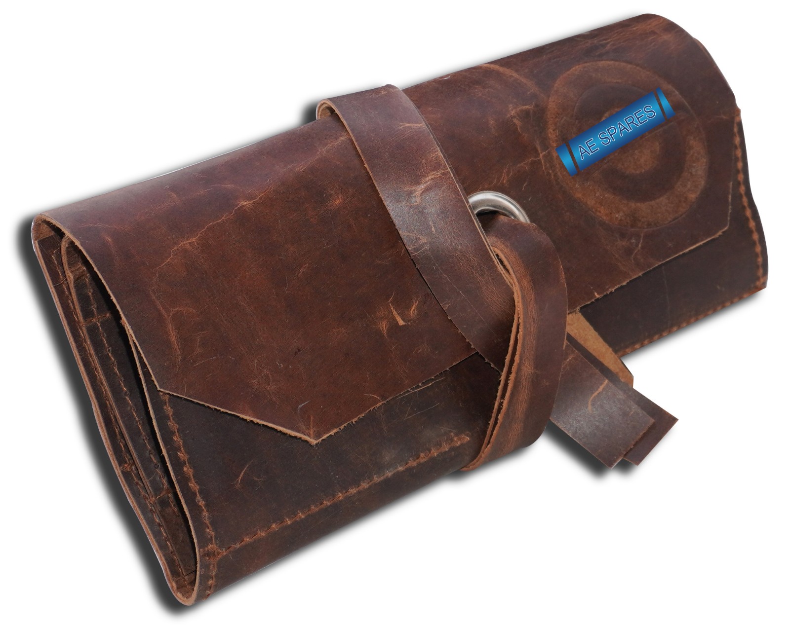 Customised Vintage Brown Leather Tool Roll Up Pouch Wrench Roll Chisel Bag