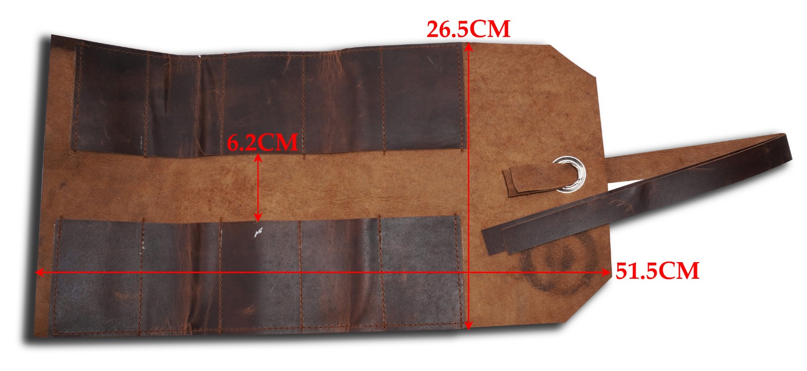Vintage Brown Leather Tool Roll Up Pouch Wrench Roll Chisel Bag Vespa Engraved