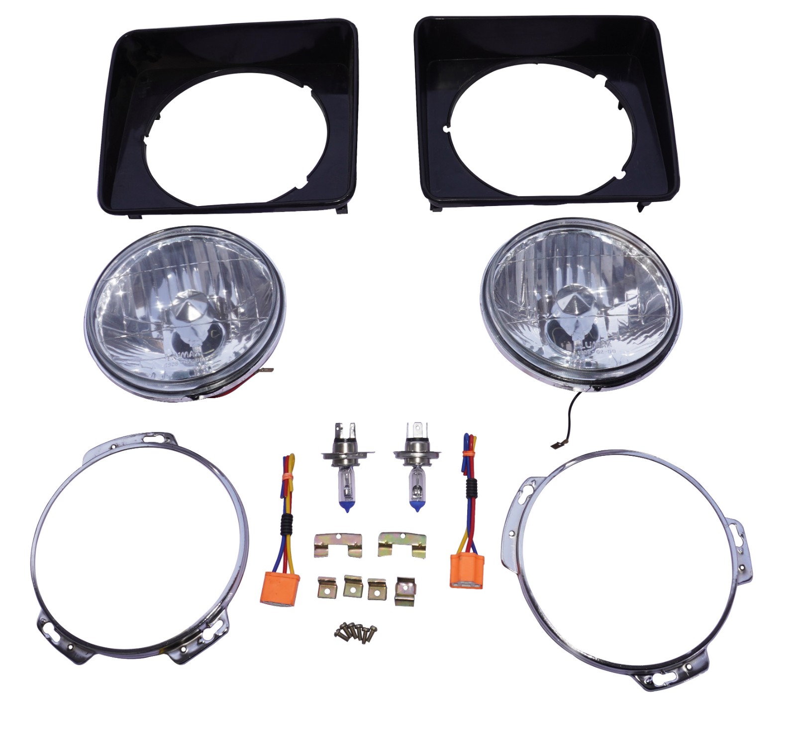 Head Light Pair Complete Set Beam H4 For Suzuki SJ413 SJ410 Jimny Samurai