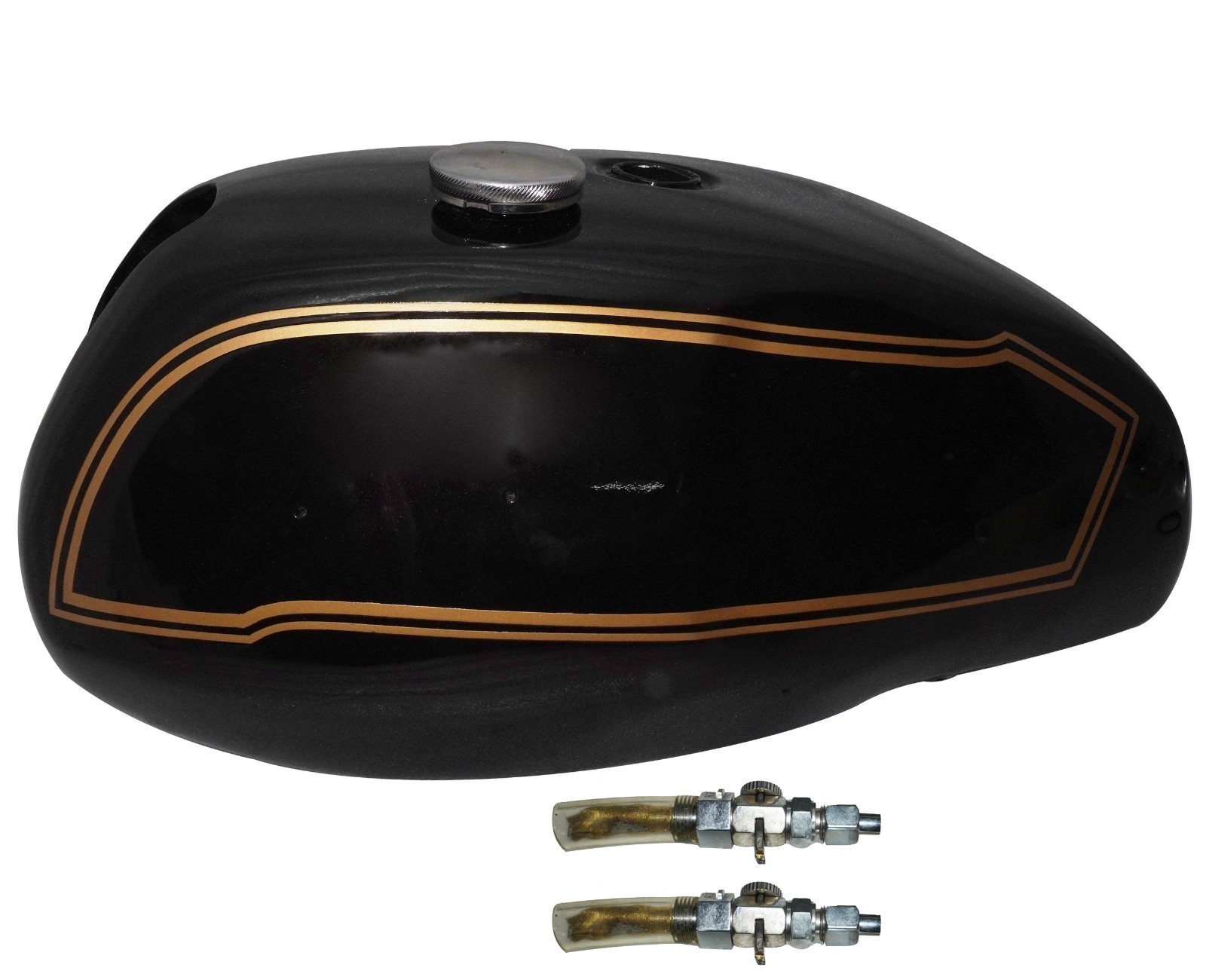 Petrol Fuel Tank Black Painted With Cap & Taps Fits For Triumph T140 Bonneville
