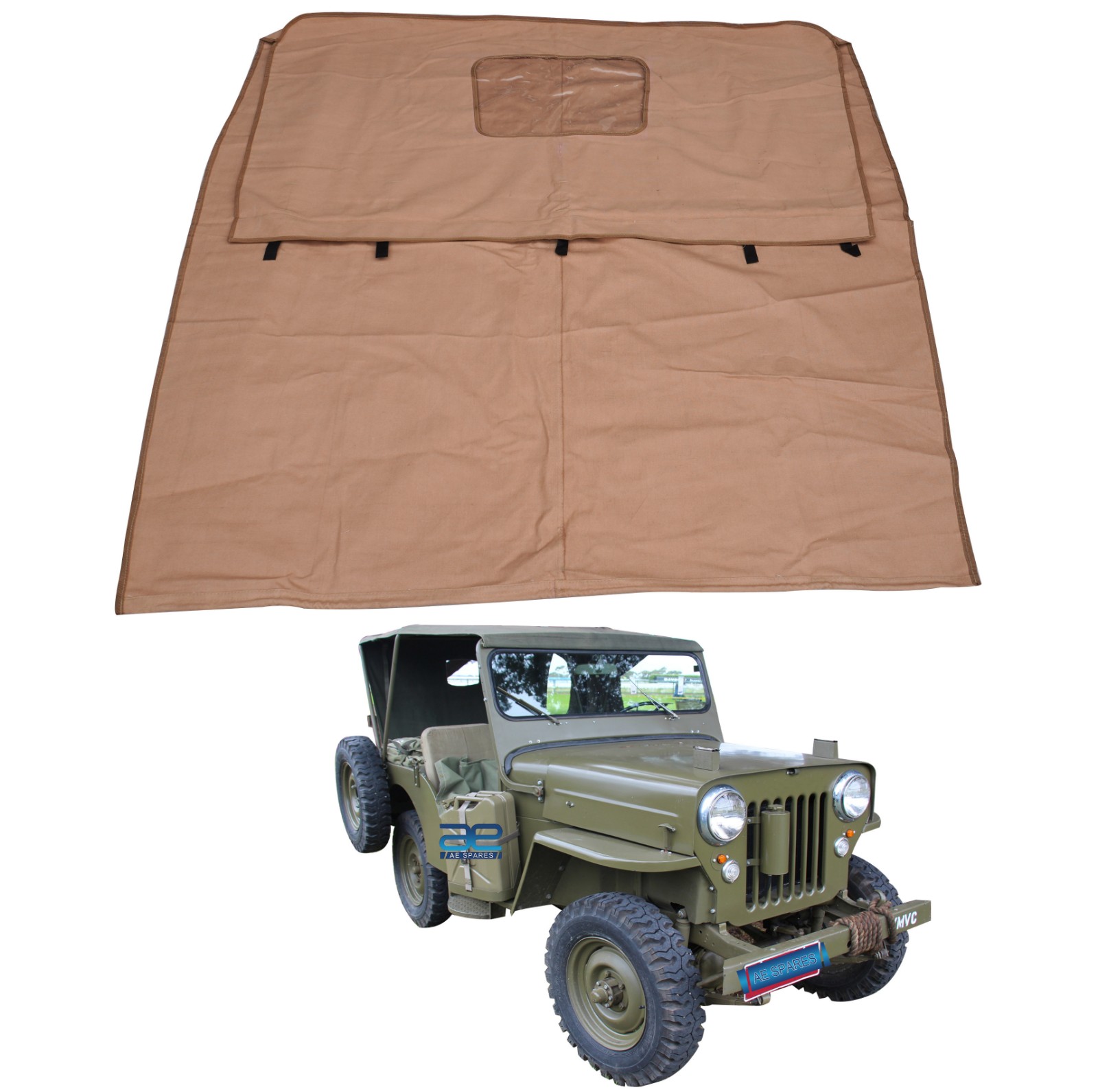 Canvas Soft Top Camel Color For CJ2A CJ3A Jeeps Willys